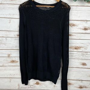 VINCE Black Open Knit Pullover Sweater sz M